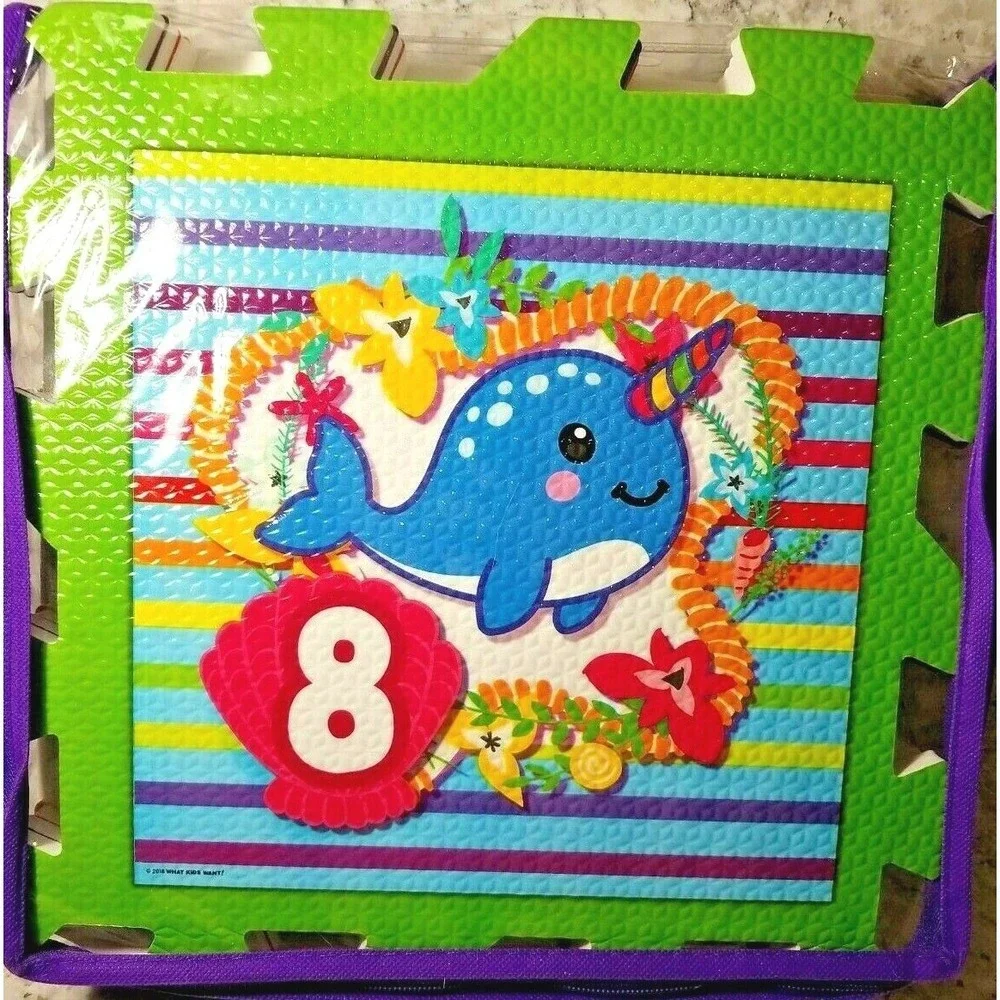 Rainbow Dreams Hopscotch Play Mat Kids 8 Piece Interlocking Foam Mermaid Unicorn